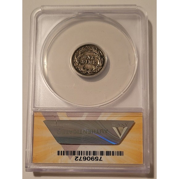 1912 Barber Dime VF30 ANACS Toned - Picture 2 of 4